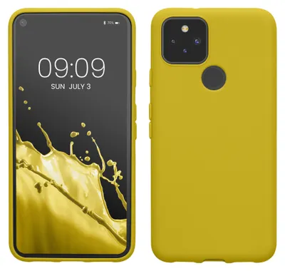 Produktbild von kwmobile Handyhülle für Google Pixel 5 Hülle - TPU Case - Kabelloses Laden - Schutzhülle Cover in Strahlend Gelb