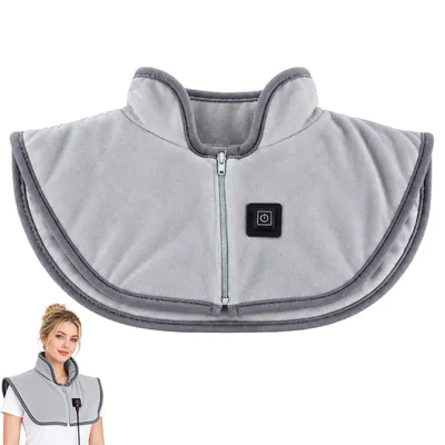Produktbild von Beheizbarer Schulter-Nacken-Wärmer, 3 Heizzonen, 3 Temperaturstufen 45/55/65 °C, USB-betrieben, Reißverschluss, weicher Plüsch