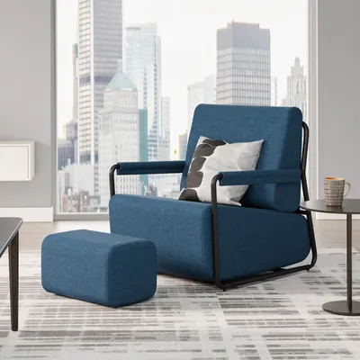 Produktbild von SoBuy Relaxsessel mit Hocker, bequemer Loungesessel mit Fußstütze und ergonomischer Rückenlehne, 30D Schaumstoffpolsterung für Wohnzimmer FST99-B