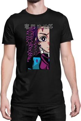 Zdjęcie produktu dla Męska Koszulka Demon Anime Slayer Kimetsu No Yaiba Tanjiro Kamado 001, Man 3XL / Czarny