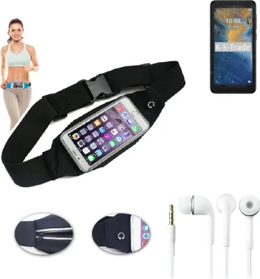 Produktbild von K-S-Trade Bauchtasche Gürteltasche kompatibel mit ZTE Blade A31 Lite schwarz + Kopfhörer. Sport Running Jogging Fitness Laufen Umhängetasche