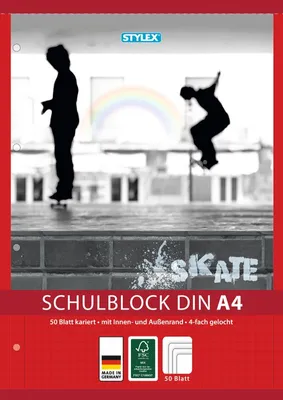 Produktbild von 10x Schulblock / kariert / DIN A4 / gelocht / 50 Blatt je Block