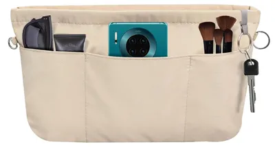 Produktbild von TRANKIELO® - Beiger Handtaschen-Organizer aus Nylon - 13 Fächer - Erhältlich in 3 Größen - Perfekt für den täglichen Gebrauch