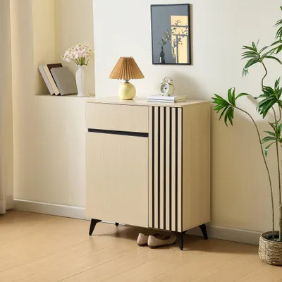 Image de Armoire à chaussures moderne avec double porte et un tiroir de rangement pratique pour tous vos chaussures