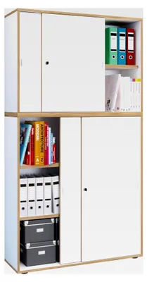 Produktbild von Büroschrank aus Holz mit Schiebetüren, 5-Fach, Breite 100 cm