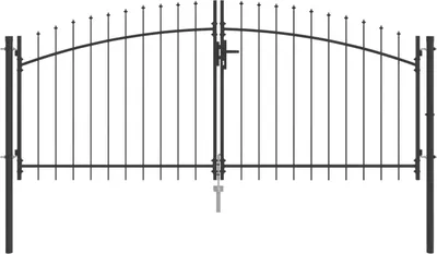 Produktbild von Möbel Gartentor mit Spear Top Doppelschwing Grau 100x300 cm Stahl - Gartentore 42008845