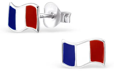 Produktbild von WM Ohrstecker: Flaggen Ohrringe Silber Fahne Fanartikel Schmuck Frankreich (France)