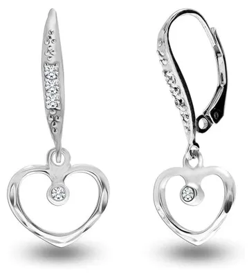Imagen del producto de Aretes para mujer con forma de corazón, fabricados en plata de ley 925 y adornados con circonitas, modelo BIPE064