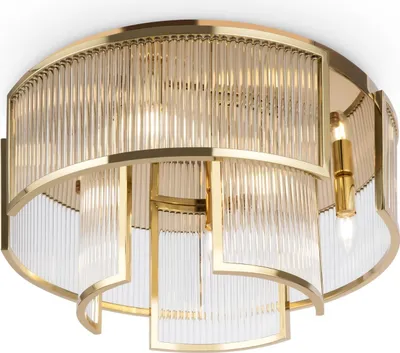 Produktbild von Deckenleuchte Metall Glas E14 D: 55,4 cm in Gold rund Modern Deckenlampe