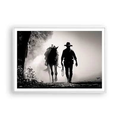 Produktbild von Gerahmtes Poster - Weißer Rahmen - Cowboy Pferd Shady - 100x70 cm - Wand Bild - Wanddeko - Wandbilder - Kunstposter - Wandposter - Bilderrahmen - Bilder - Kunstdruck - P2WAA100x70-4620