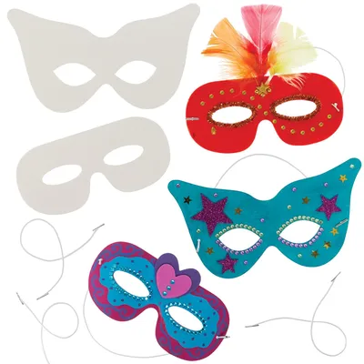 Obrázek produktu pro Sada masek, bílá, tříděná (12 kusů) - 2 různé designy pro karneval