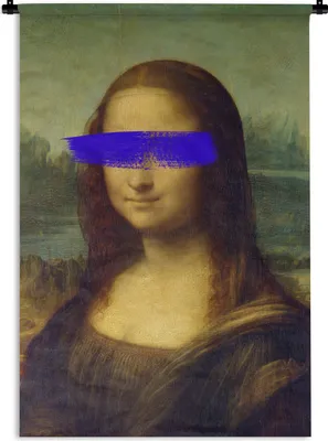 Produktbild von MuchoWow® Wandteppich Wandbehang Mona Lisa - Leonardo da Vinci - Blau - Alte Meister 60x90 cm Tapisserie Dekoration Wandtuch - Foto-Teppich - Abwaschbar