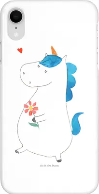 Produktbild von Mr. & Mrs. Panda Iphone XR Handyhülle Einhorn Spaziergang - Weiß - Geschenk, Blumen, Handy Case, Freundin, Unicorn, Premium Kunststoff, Mutter
