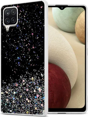 Produktbild von Cadorabo Hülle für Samsung Galaxy A12 / M12 Schutz Hülle in Schwarz Handyhülle TPU Etui Glitter Cover Case Glitzer