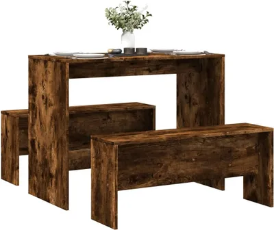 Produktbild von 3-tlg. Esstisch und Bank Set Räuchereiche Holzwerkstoff, Esszimmer 2024 Neu DesignMöbel