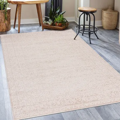 Productafbeelding van Koberec met korte pool, Mazovia - Abstract beige vloerkleed voor woonkamer of slaapkamer, geschikt voor vloerverwarming - 120x170 cm