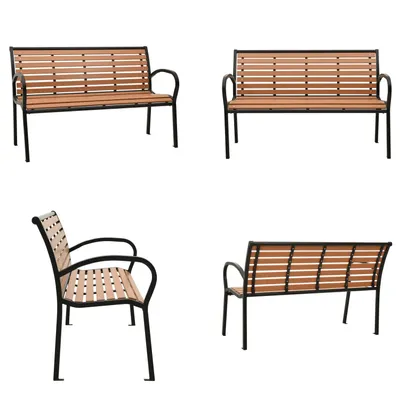 Obrázek produktu pro vidaXL Zahradní lavice černo-hnědá 116 cm z oceli a WPC - Zahradní lavice - Zahradní lavičky - Zahradní nábytek - Venkovní nábytek