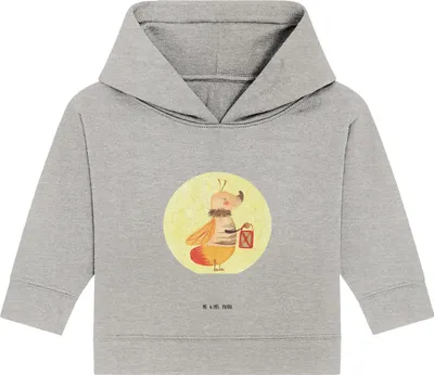 Produktbild von Mr. & Mrs. Panda Organic Baby Hoodie Glühwürmchen 24. - 36. Monat - Heather Grey - Geschenk, Lustige Sprüche, Falter, Lieblingsmensch, Jahrestag, Kapuzenshirt, Liebe