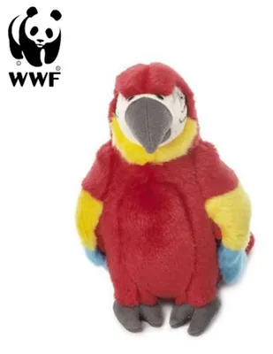 Image de Peluche WWF Perroquet ara rouge clair (18cm) Peluche Oiseau en peluche NOUVEAU