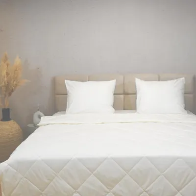 Produktbild von HappyBed - Bettdecke aus 100% Baumwolle 160x200 cm - Waschbare Bettdecke ohne Bezug - Bedruckte Bettdecke ohne Bezug - Bettwäsche - Off White