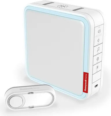 Image de Honeywell Serie9 Kit carillon sans fil Fonction répéteur Choix de la mélodie MP3 blanc Portée radio jusqu'à 200 m avec fonction répéteur