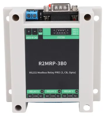 Zdjęcie produktu dla Moduł przekaźnikowy przemysłowy do interfejsu RS232, z izolacją optocoupler RTU, obudowa ABS, złącze DB9, 3 kanały