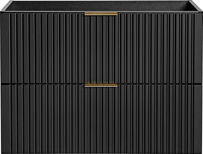 Produktbild von Waschtischunterschrank geriffelt - Schwarz - Breite 80 cm - ZEVARA