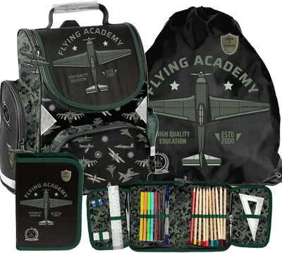 Immagine prodotto di Zaino scolastico a 3 scomparti a forma di aereo militare, zaino ergonomico a forma di aereo, zaino militare