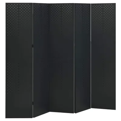 Immagine prodotto di divisorio 5 pezzi 2 pezzi nero 200x180 cm acciaio