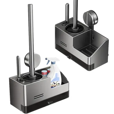 Productafbeelding van Aluminium toiletborstel, toiletborstelhouder, set, wandhouder, borstel, toiletborstel