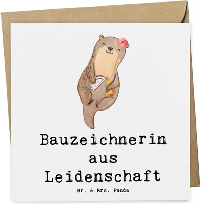 Produktbild von Mr. & Mrs. Panda doppelkarte Bauzeichnerin Leidenschaft - Weiß - Geschenk, Glückwunschkarte, anlasskarte, faltkarte, Klappkarte, Grußkarte