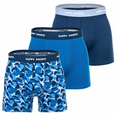 Produktbild von Happy Shorts Herren Trunk Jersey 3-Pack blau-camouflage - Größe XL