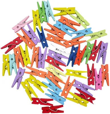Produktbild von Holzklammern, Schnallen 2,5 cm - Farbmix - 50 St.