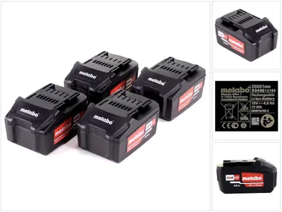 Zdjęcie produktu dla Zestaw akumulatorów Metabo 4x akumulator Li-Power 18 V 4,0 Ah CAS Li-Ion ( 4x 625591000 ) ze wskaźnikiem poziomu naładowania