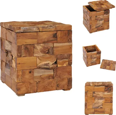 Image de vidaXL Tabouret avec espace de rangement en teck massif - Chaises pliantes & tabourets