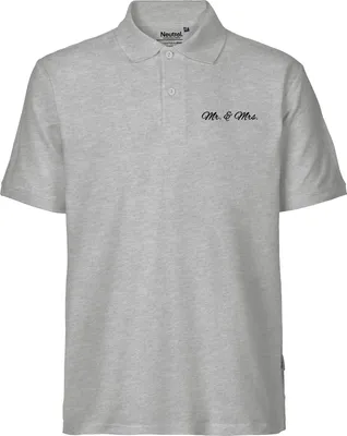 Produktbild von Huuraa Herren Polo Shirt Mr. & Mrs. Schriftzug XXL Sport Grey Bio Baumwolle Fairtrade Poloshirt Geschenkidee
