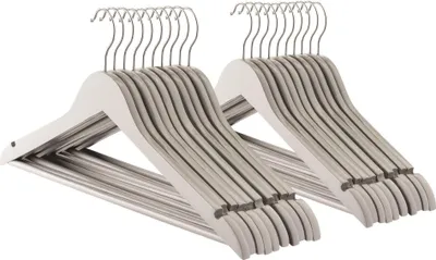 Produktbild von Kleiderbügel aus Holz mit Schulterkerben - Grau - 20 Stück - von Harbor Housewares