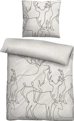 Produktbild von biberna Melange-Flanell Bettwäsche 0840517 HIRSCH color: grau, size: 1x 155x220 cm + 1x 80x80 cm