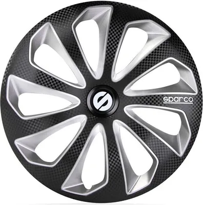 Produktbild von Radkappen Schwarz/Silber Carbon Radzierblenden Radblenden SPC1375BKSVC SPARCO