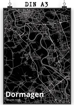 Produktbild von Mr. & Mrs. Panda Bild Dormagen DIN A3 - Geschenk, Stadt, wanddeko, Kunstdruck, Posterdruck, Dorf Karte Landkarte Map Stadtplan, Wandbild, Plakat