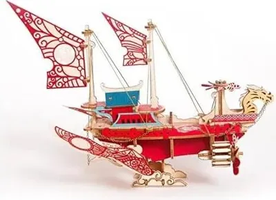 Produktbild von 3D Puzzle, Spiegelblumenrandschiff, HC, Holz, 79 Teile