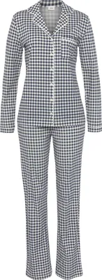 Productafbeelding van s.Oliver Pyjama, 2-delig, marineblauw-beige geruit, maat 44/46