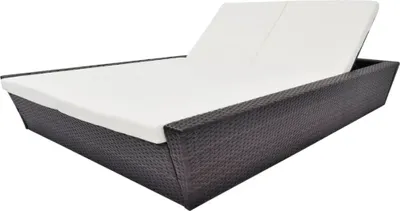 Produktbild von Outdoor-Lounge-Bett mit Polster Poly Rattan Braun
