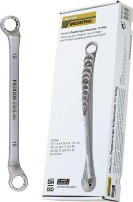 Produktbild von Proxxon Doppel-Ringschlüsselsatz, 11-teilig von 6 x 7 bis 30 x 32 mm, 23812