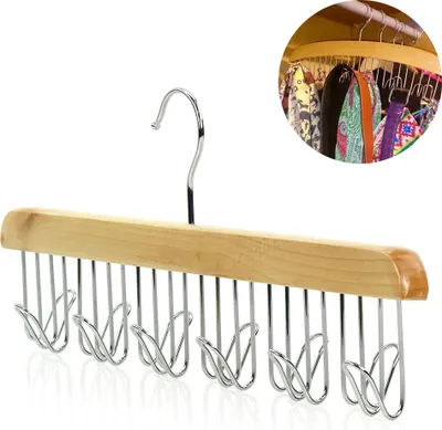 Produktbild von Naturfarbener Holz Gürtelbügel - 12 Haken - Hangerworld