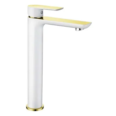 Image de Mitigeur de lavabo Alfa, haut, blanc/or (745710-25)
