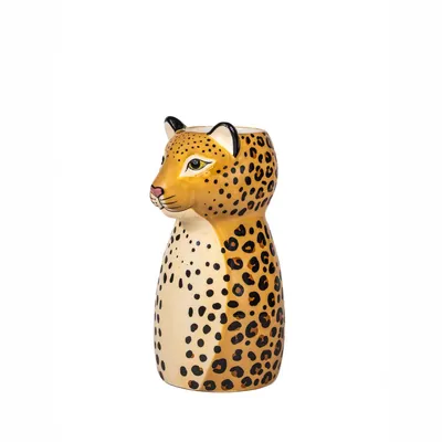 Zdjęcie produktu dla Wazon Leopard Sass & Belle, wazon na kwiaty z dolomitu, ok. 10 x 10 x 20 cm, wazon dekoracyjny