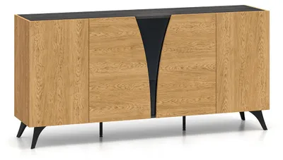 Produktbild von Buffet Soah mit 5 Türen, Holzoptik und Schwarz, 170cm