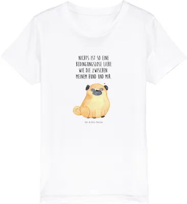 Produktbild von Mr. & Mrs. Panda Kleinkinder T-Shirt Mops 5-6 Jahre (110/116) - Weiß - Geschenk, Pure Liebe, Sprüche, Mädchen, Knuffig, Teenager, Hund, Kindershirt, Kurzarm Kinder