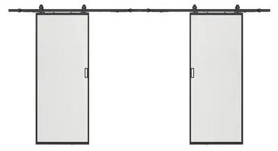 Produktbild von Doppelschiebetür für Wandmontage - Aluminium und mattiertes gehärtetes Glas - 2 x H 205 x B 93 cm - LINCI II